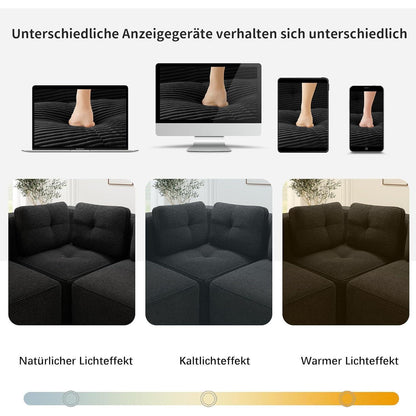 Modulares Ecksofa mit Cord – Tiefes Sitzsofa Schwarz 2C2S