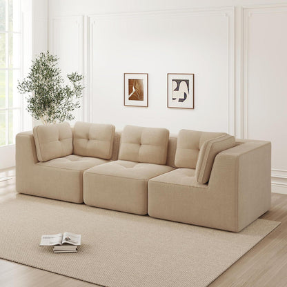 Modulares Ecksofa mit Cord – Bequemes Sofa ohne Aufbau, Beige