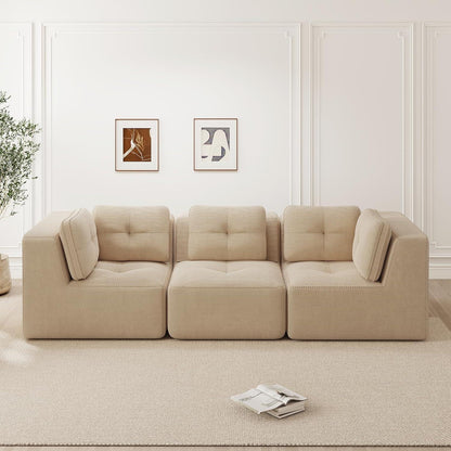 Modulares Ecksofa mit Cord – Bequemes Sofa ohne Aufbau, Beige