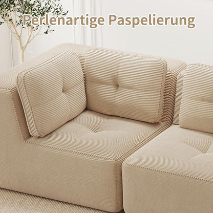 Modulares Ecksofa Cord Beige – Kein Aufbau, Tiefes Sitzgefühl
