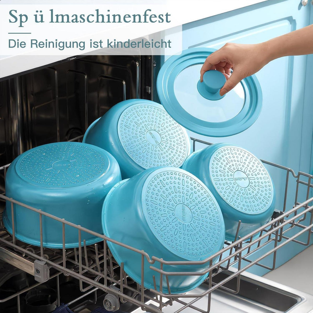Granit Topfset 21-teilig mit Abnehmbarem Griff & Farbverlauf