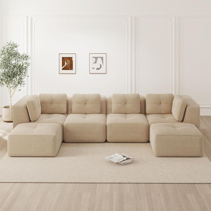 Modulares Ecksofa mit Cord – Bequemes Sofa ohne Aufbau, Beige