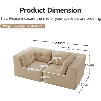 Modulares Ecksofa Cord Beige – Kein Aufbau, Tiefes Sitzgefühl
