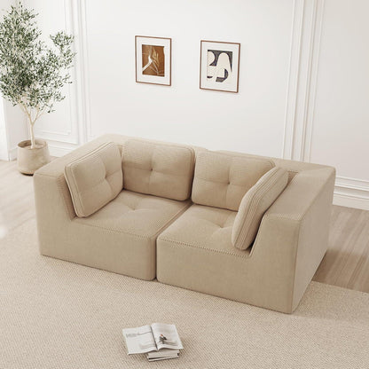 Modulares Ecksofa Cord Beige – Kein Aufbau, Tiefes Sitzgefühl
