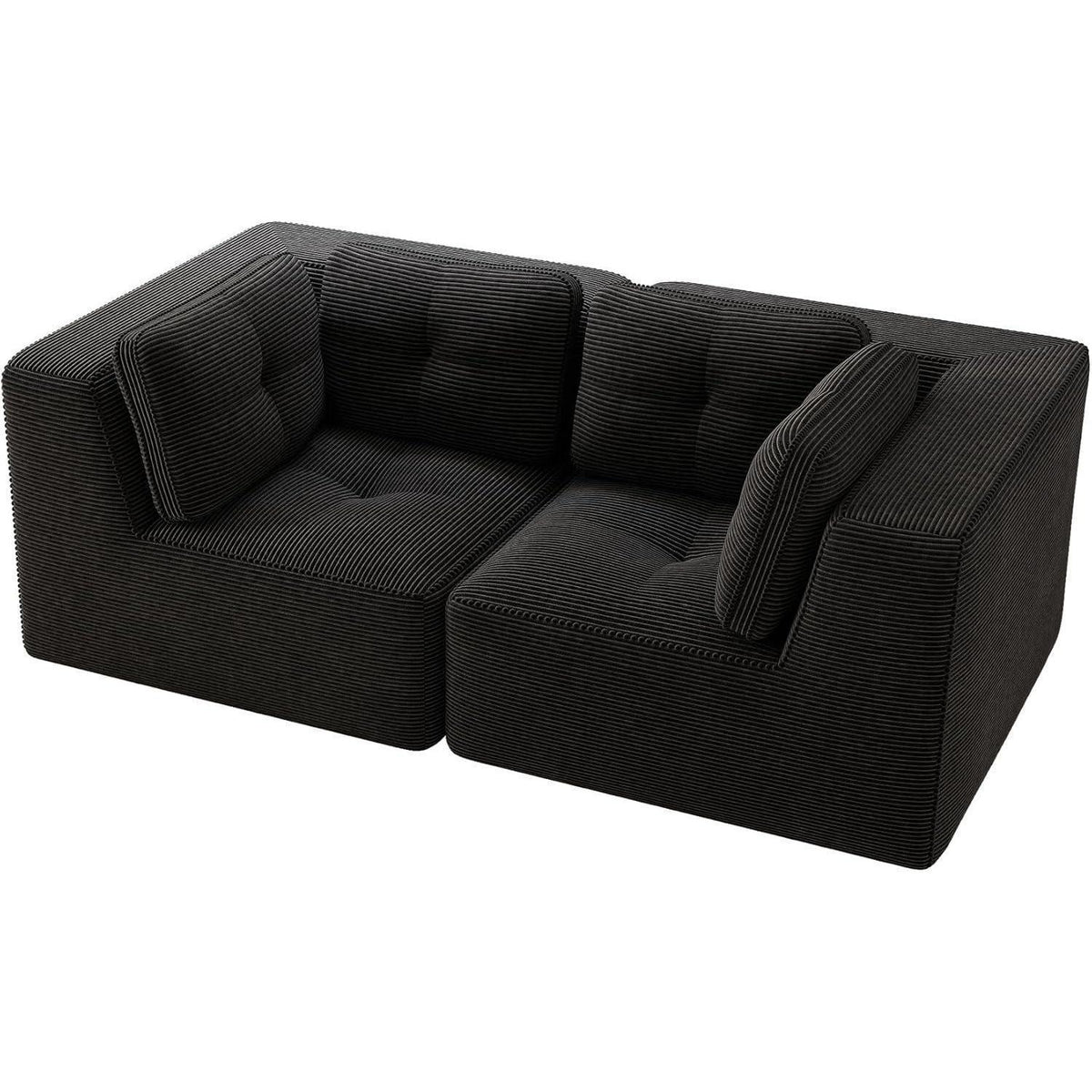 Modulares Ecksofa Schwarz – Kein Aufbau, Tiefe Sitzfläche & Cordstoff