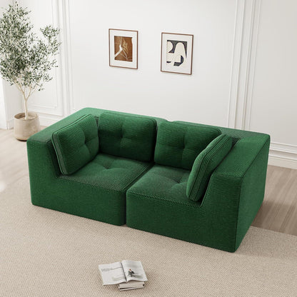 Modulares Ecksofa Grün 2C – Kein Aufbau, Tiefe Sitzfläche