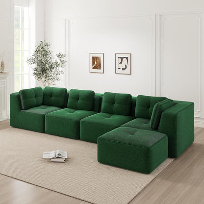 Modulares Ecksofa Grün – Cord, Tiefes Sitzgefühl, Kein Aufbau