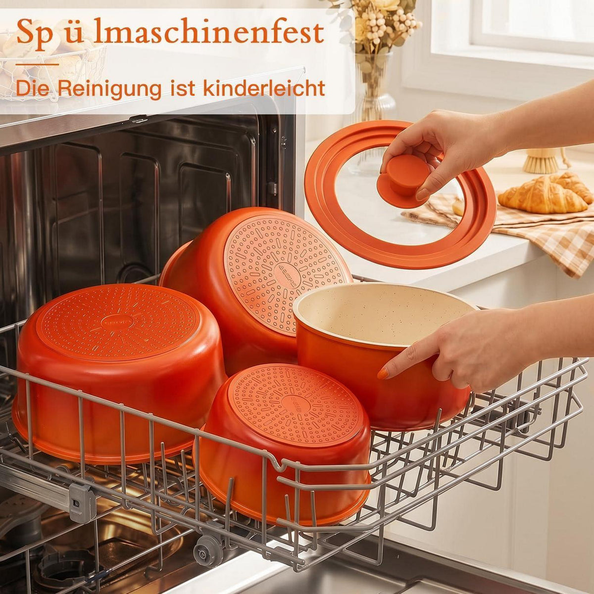 Granit Topfset 21-teilig mit Abnehmbarem Griff & Farbverlauf