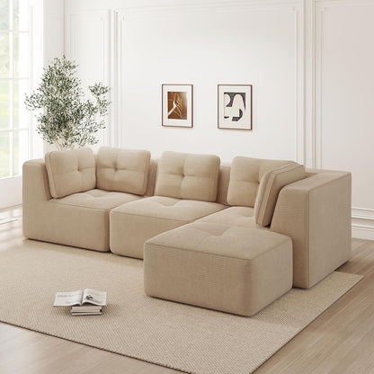 Modulares Ecksofa mit Cord – Bequemes Sofa ohne Aufbau, Beige