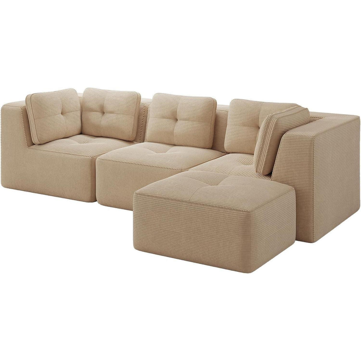 Modulares Ecksofa mit Cord – Bequemes Sofa ohne Aufbau, Beige