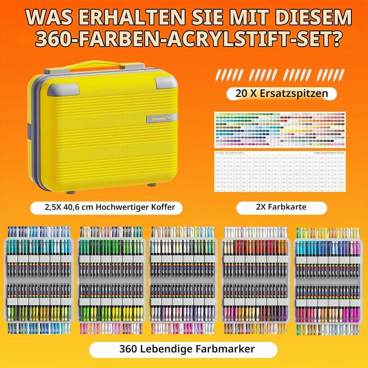 Acrylmarker Set mit Pinselspitze – 288 Farben für Stein, Holz & mehr
