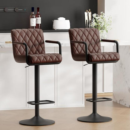 Barhocker 2er Set Höhenverstellbar mit Armlehnen & Fußstütze