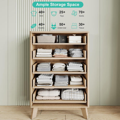 Kommode 5 Schubladen Holz, Landhausstil mit Kippschutz