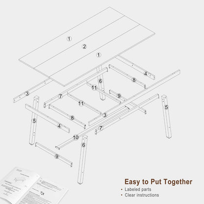 Rechteckiger Esstisch für 6-8 Personen | Industriedesign Holz & Metall