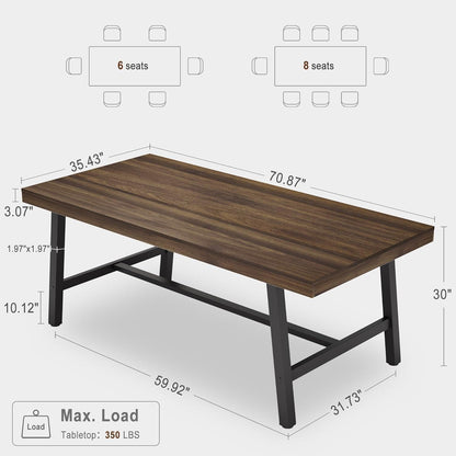 Rechteckiger Esstisch für 6-8 Personen | Industriedesign Braun