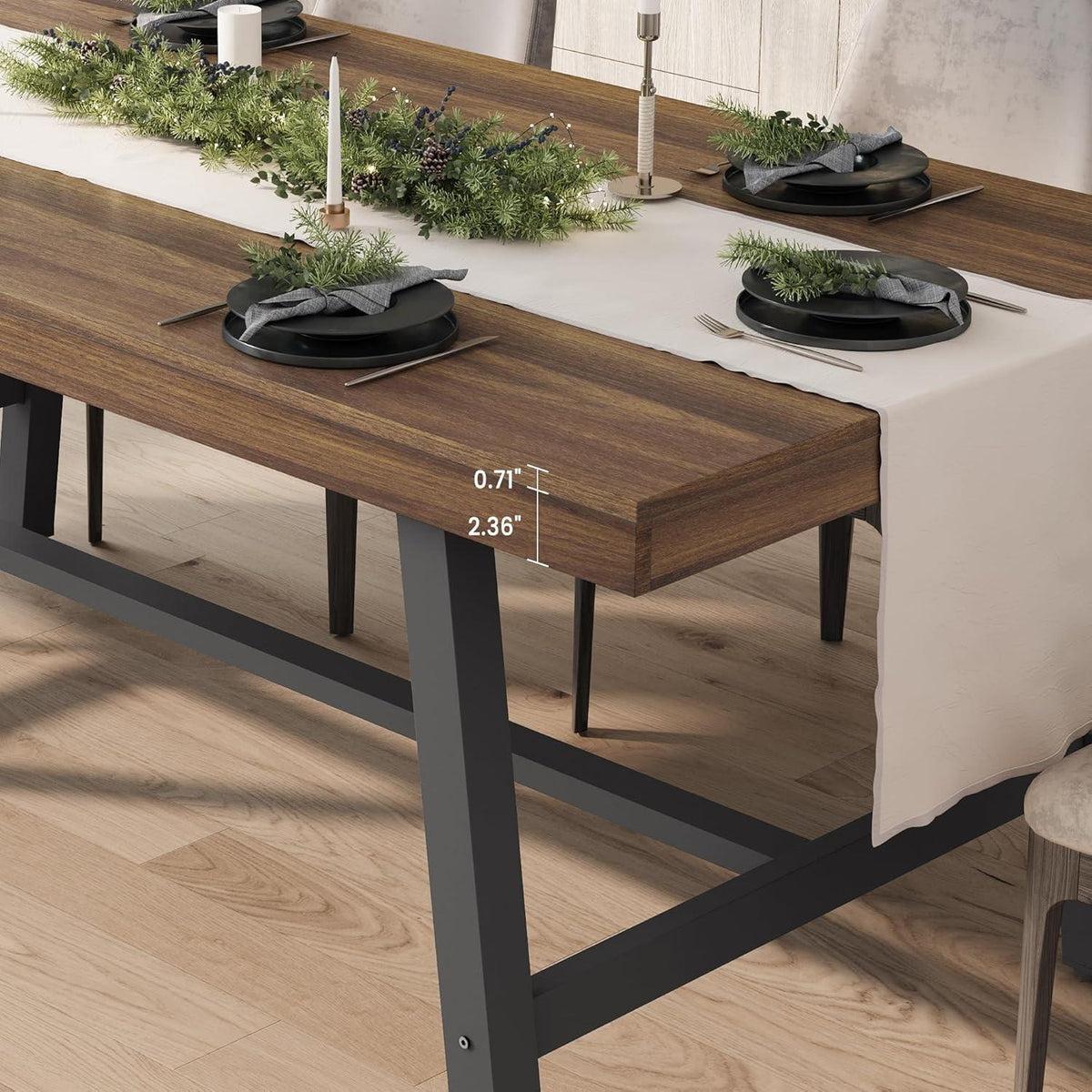 Rechteckiger Esstisch für 6-8 Personen | Industriedesign Braun