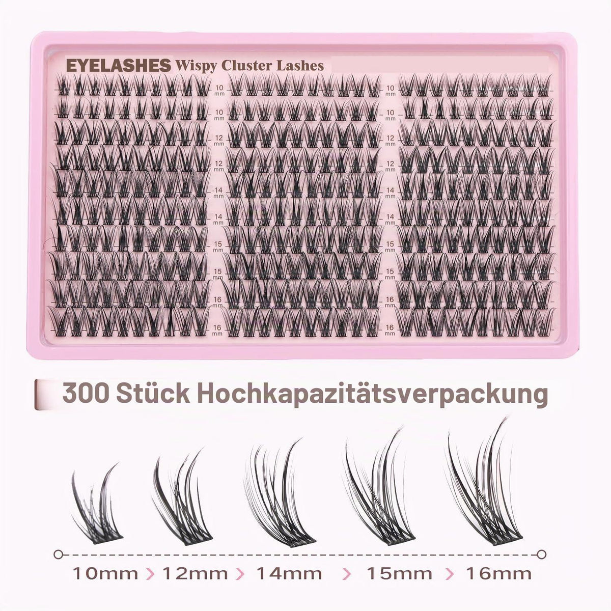 300er Wimpern-Set Manga Lash Cluster 10-16mm