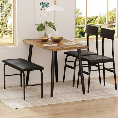4-teiliges Esszimmer-Set für 4 Personen – Braun