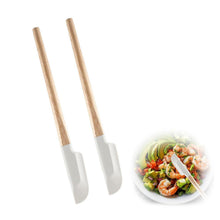 2 Silikon Spatel mit Holzgriff – Teigschaber zum Backen & Kochen