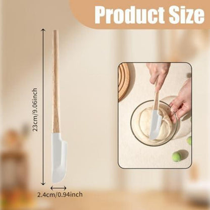 2 Silikon Spatel mit Holzgriff – Teigschaber zum Backen & Kochen