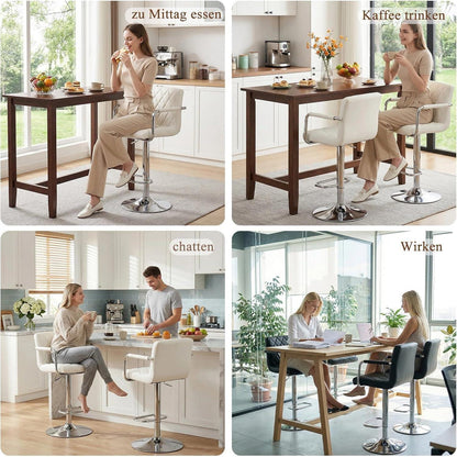 Barhocker Set 4er – Höhenverstellbar, Drehbar, Weiß