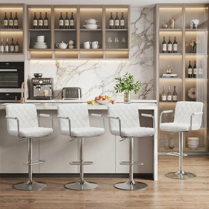 Barhocker Set 4er – Höhenverstellbar, Drehbar, Weiß