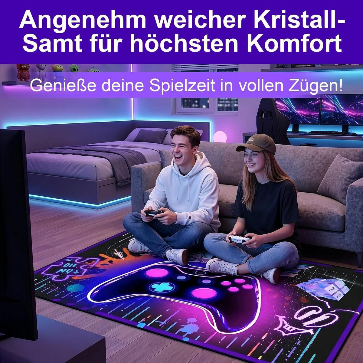 Gaming Teppich Controller Design – Rutschfest & Weich 80x120cm