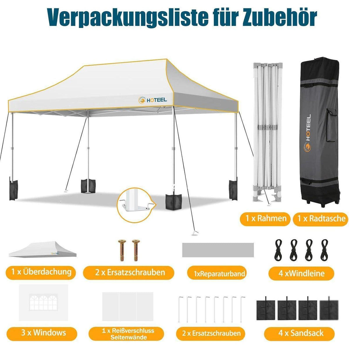 Faltpavillon 3x4,5m – Wasserdicht, Stabil & Winterfest