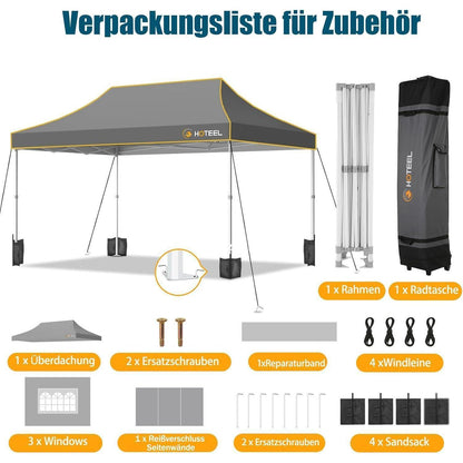 Faltpavillon 3x4,5m – Wasserdicht, Stabil & Winterfest für Garten & Events