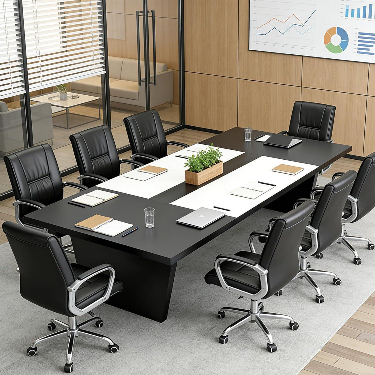 Konferenztisch 240x120cm – Moderner Besprechungstisch für Büro & Meeting