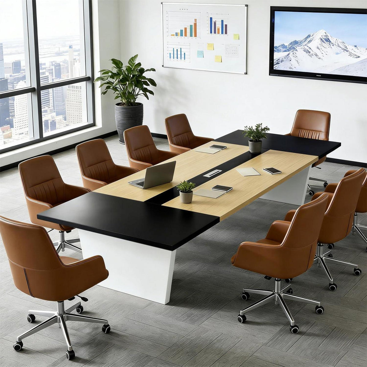 Moderner Konferenztisch 360x100cm – Stabiler Meetingtisch für Büro