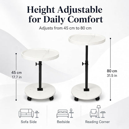 Runder Beistelltisch mit Rollen & Höhenverstellung (45-80cm)