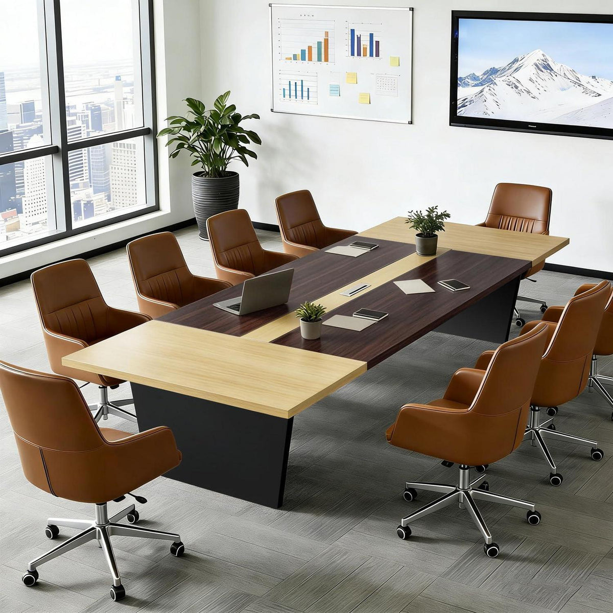Moderner Konferenztisch 240x100cm – Stabiler Meetingtisch für Büro