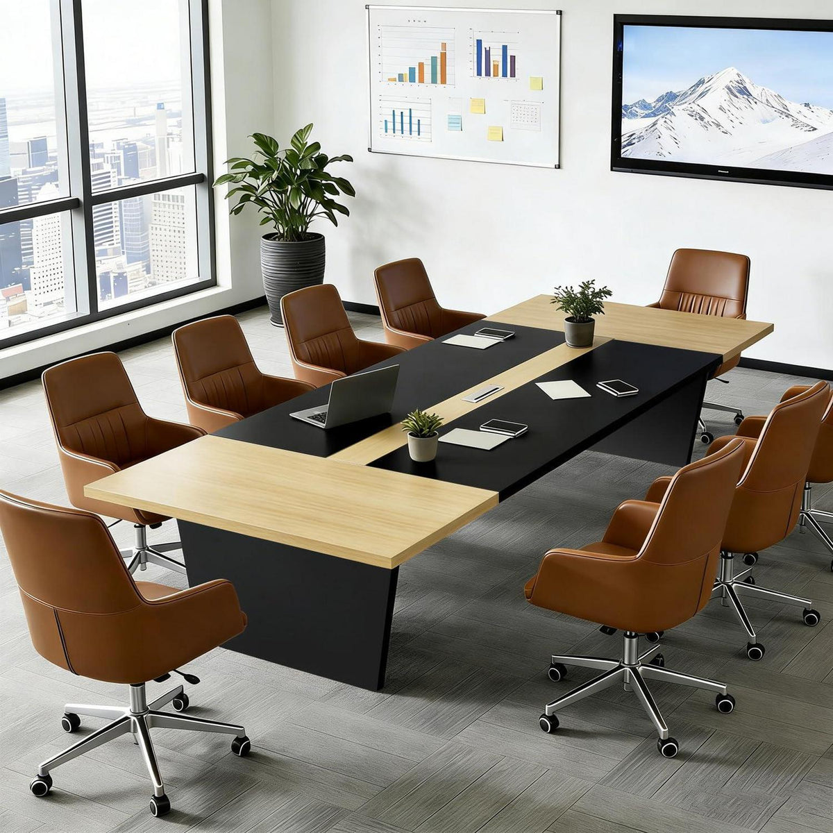 Moderner Konferenztisch 240x120cm – Stabiler Meetingtisch für Büro