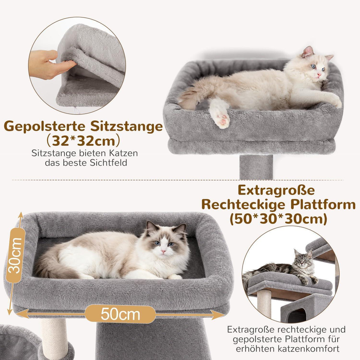 XXL Kratzbaum für Große Katzen – 200 cm, Stabil & Komfortabel