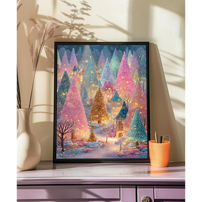 Diamant Painting 30x40cm Buntes Baumdorf – DIY Entspannung