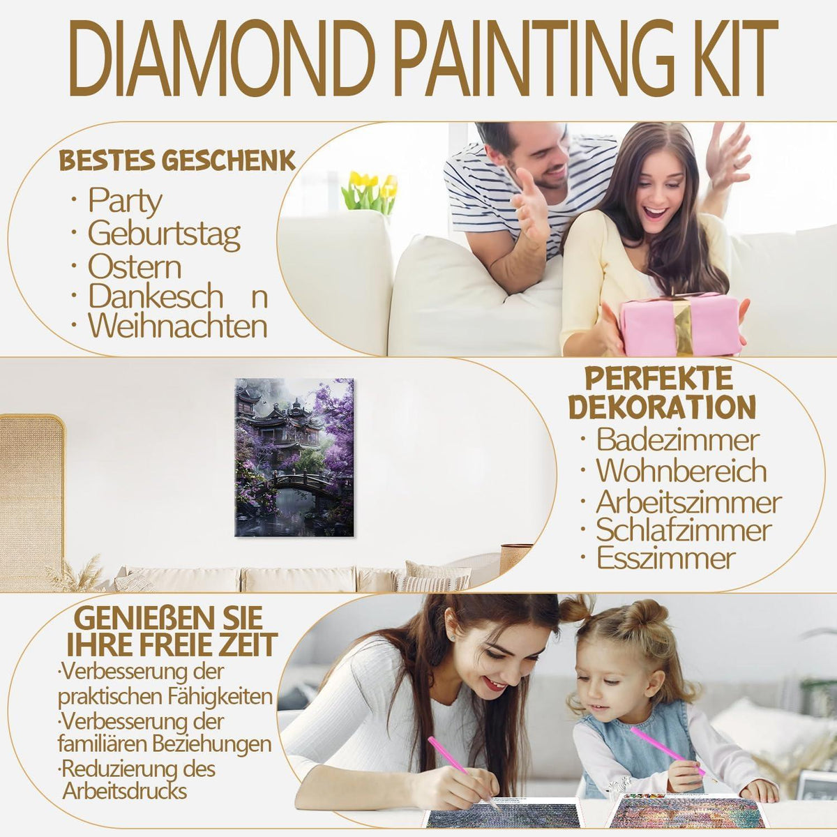 Diamant Painting 30x40cm Buntes Baumdorf – DIY Entspannung