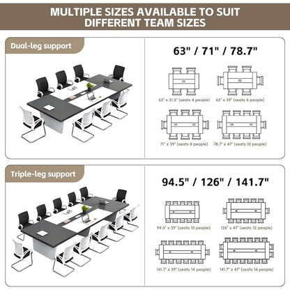 Moderner Konferenztisch 360x120cm – Stabiler Meetingtisch für Büro