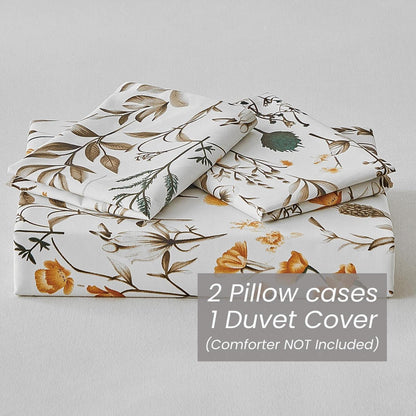 Bettwäsche-Set 220x240 weiß mit Blumenmuster
