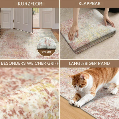 Moderner Wohnzimmerteppich Koralle 200x290 cm – Waschbar & Rutschfest