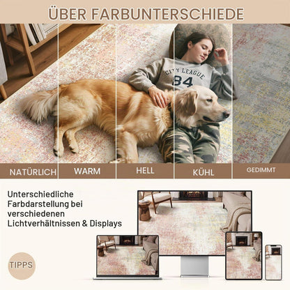 Moderner Wohnzimmerteppich Koralle 200x290 cm – Waschbar & Rutschfest