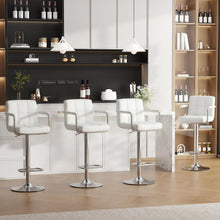 Barhocker Set 4er – Höhenverstellbar, Weiß in Lederoptik