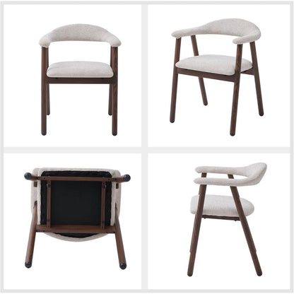 Küchenstuhl 2er Set, Modern & Bequem, Beige/Dunkelbraun