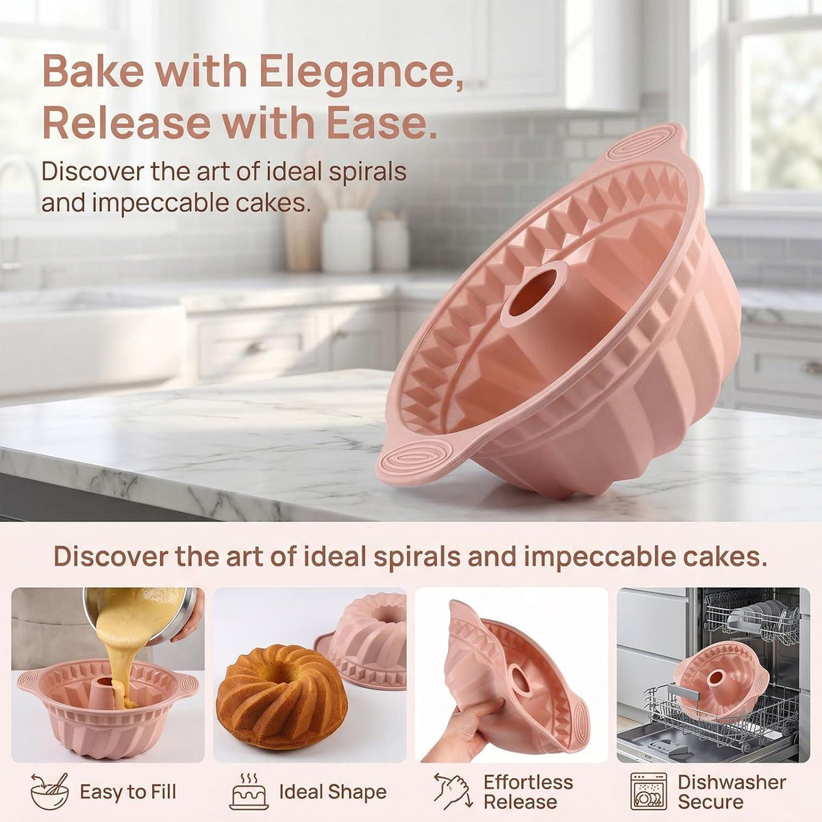 Silikon Gugelhupfform 24cm – Antihaft Backform für Kuchen & mehr