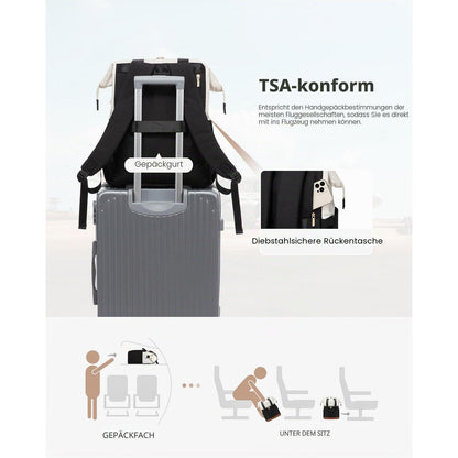 Laptop Rucksack Damen 17,3 Zoll – Beige & Schwarz 2er Set