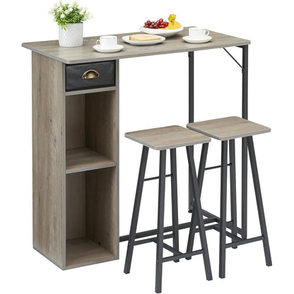 Platzsparendes Esszimmer-Set für 2 Personen – Grau