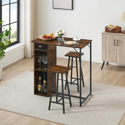 Platzsparendes Esszimmer-Set für 2 Personen – Rustikales Braun