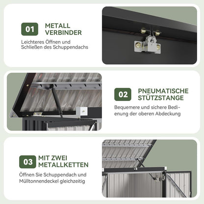 Gerätehaus Metall 150x117x80 – Wetterfester Gartenschrank mit Deckel