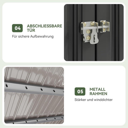 Gerätehaus Metall 150x117x80 – Wetterfester Gartenschrank mit Deckel