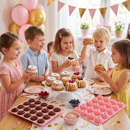 2x Mini Gugelhupfform Silikon | 40 Cavities für Muffins & Donuts
